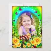 Invitation Papillon Floral Jaune Et Photo D'Escargot Annivers (Devant)