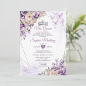 Invitation Papillon floral Lavande Purple Mis Quince (Debout devant)