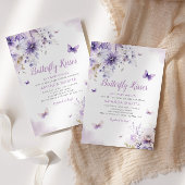 Invitation Papillon floral pourpre Baisers Baby shower fille