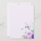 Invitation Papillon floral pourpre et or Anniversaire (Dos)