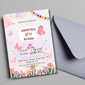 Invitation Papillon floral rose et blanc 2e anniversaire mode