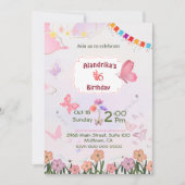Invitation Papillon floral rose et blanc 5e anniversaire mode (Devant)