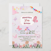 Invitation Papillon floral rose et blanc mignon 3e anniversai (Devant)