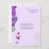 Invitation Papillon Floral Rose pourpre Mariposa Quinceanera (Dos)