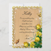 Invitation Papillon Floral Rustique Jaune En Bois (Devant)