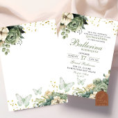 Invitation Papillon floral vert Sage Quinceanera