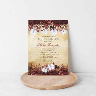 Invitation Papillon floral vintage Quinceañera