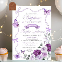 Papillon Floral Violet Baptême & Premier Anniversa