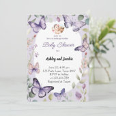 Invitation Papillon Floralité de verdure violette Fille (Debout devant)