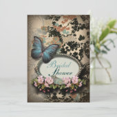 Invitation papillon français à fleurs victoriennes (Debout devant)