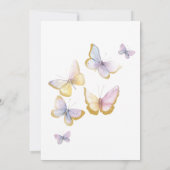 Invitation Papillon Gold Girl Baptism Gold Cross Flowers (Dos)