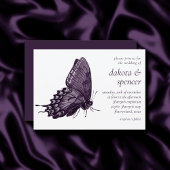 Invitation Papillon gothique violet | Mariage foncé moderne