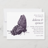 Invitation Papillon gothique violet | Mariage foncé moderne (Devant)