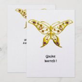 Invitation PAPILLON HYPER D'OR AVEC GEMMES Blanc (Devant / Derrière)