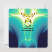 Invitation PAPILLON HYPER EN OR, Vagues Fractales Bleu Turquo (Dos)