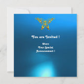 Invitation PAPILLON HYPER MONOGRAMME, bleu turquoise aigue-ma (Dos)