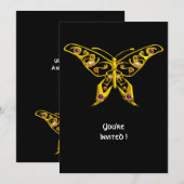Invitation PAPILLON HYPER OR AVEC GEMMES Noir (Devant / Derrière)