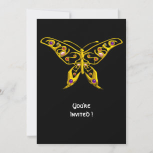 Invitation PAPILLON HYPER OR AVEC GEMMES Noir