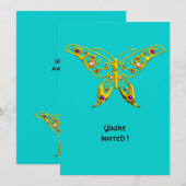 Invitation PAPILLON HYPER OR AVEC PIERRES PRÉCIEUSES, Bleu Tu (Devant / Derrière)