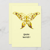 Invitation PAPILLON HYPER OR, PIERRES PRÉCIEUSES Crème Mariag (Devant / Derrière)