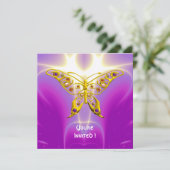 Invitation PAPILLON HYPER rose fuchsia violet champagne (Debout devant)