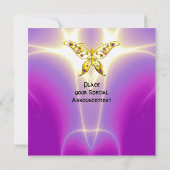 Invitation PAPILLON HYPER rose fuchsia violet champagne (Dos)