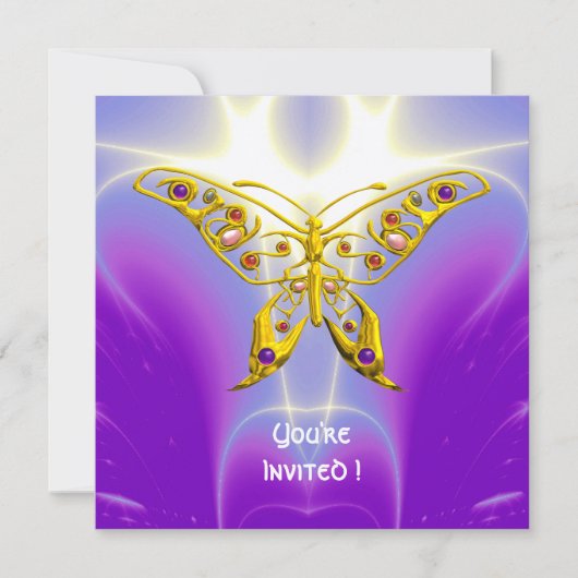 Invitation PAPILLON HYPER violet fuchsia champagne pourpre (Devant)