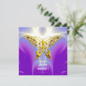 Invitation PAPILLON HYPER violet fuchsia champagne pourpre (Debout devant)