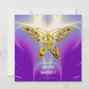 Invitation PAPILLON HYPER violet fuchsia champagne pourpre