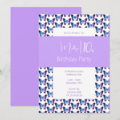 Invitation Papillon illusima Motif Violet 10e Anniversaire (Devant / Derrière)