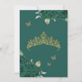 Invitation Papillon Jade Green Rose et Gold Quinceanera (Dos)
