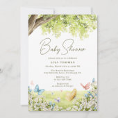 Invitation Papillon Jardin mignon Baby shower de printemps Wh (Devant)
