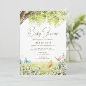 Invitation Papillon Jardin mignon Baby shower de printemps Wh (Debout devant)