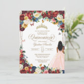 Invitation Papillon Jardin rose pâle Quinceanera (Debout devant)