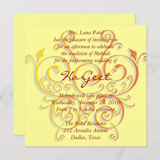 Invitation Papillon jaune (Devant / Derrière)