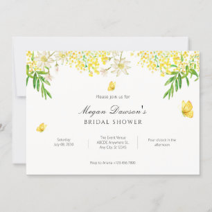 Invitation Papillon jaune fleuri plante douche de nage