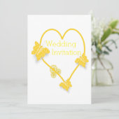 Invitation Papillon jaune Mariage de conception cardiaque (Debout devant)