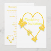 Invitation Papillon jaune Mariage de conception cardiaque (Devant / Derrière)