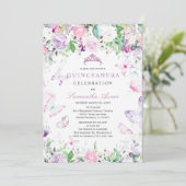 Invitation Papillon lavande à thème Quinceanera (Debout devant)
