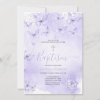 Papillon Lavande Argent Baptême Violet