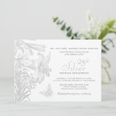 Invitation Papillon Lilies Argent 25e anniversaire Mariage (Debout devant)