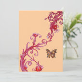 Invitation PAPILLON, lumière orange rouge vif (Debout devant)