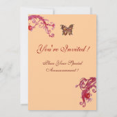 Invitation PAPILLON, lumière orange rouge vif (Dos)