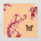 Invitation PAPILLON, lumière orange rouge vif (Devant / Derrière)