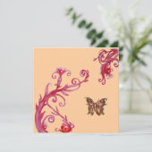 Invitation PAPILLON, lumière orange rouge vif (Debout devant)