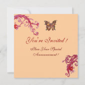 Invitation PAPILLON, lumière orange rouge vif (Dos)