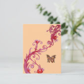 Invitation PAPILLON, lumière orange rouge vif (Debout devant)