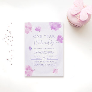 Invitation Papillon lutté par violet Budget 1er anniversaire