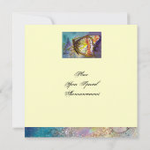 INVITATION PAPILLON MAGIQUE AVEC TOURBILLONS FLORAUX ROUGES , (Dos)