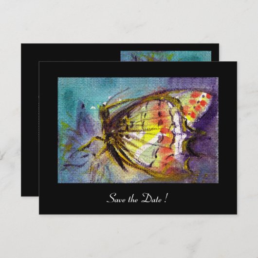 Invitation PAPILLON MAGIQUE noir bleu (Devant / Derrière)